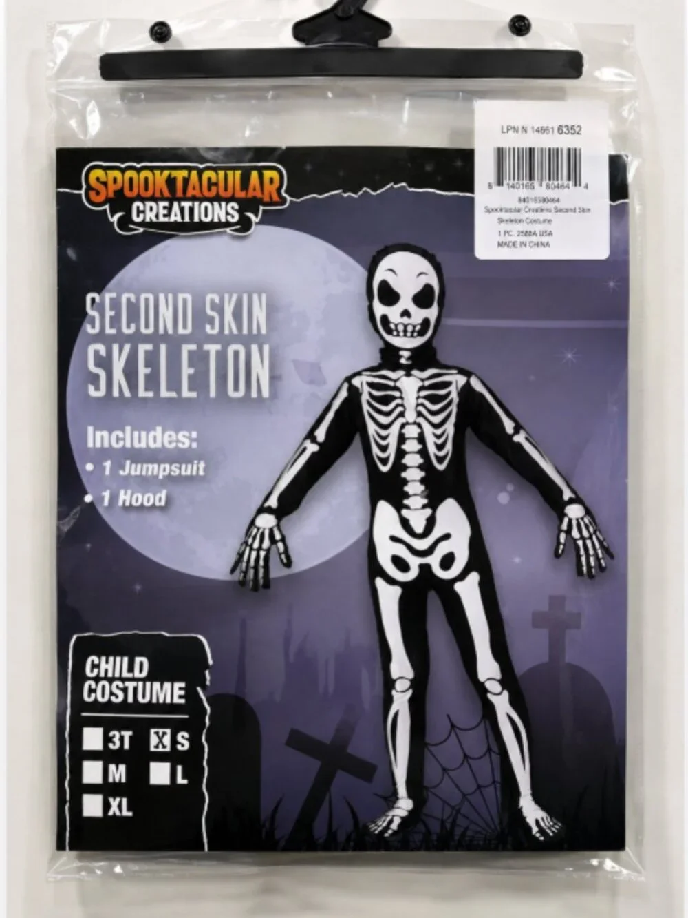 SPOOKTACULAR CREATIONS Second Skin Skeleton Costume Kids Size S Halloween NWT